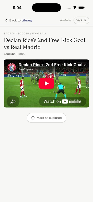 The in-app player on a YouTube video Keep.
